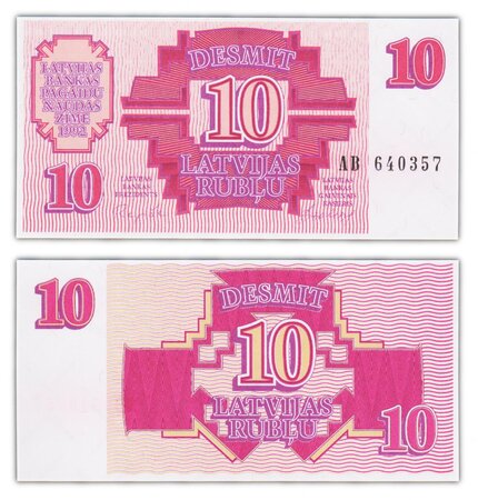 Billet de collection 10 rublu 1992 lettonie - neuf - p38