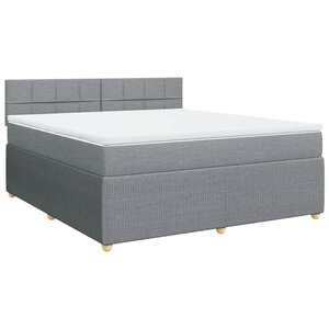 vidaXL Sommier à lattes de lit avec matelas Gris clair 180x200cm Tissu