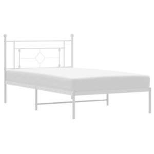 vidaXL Cadre de lit métal sans matelas et tête de lit blanc 107x203 cm