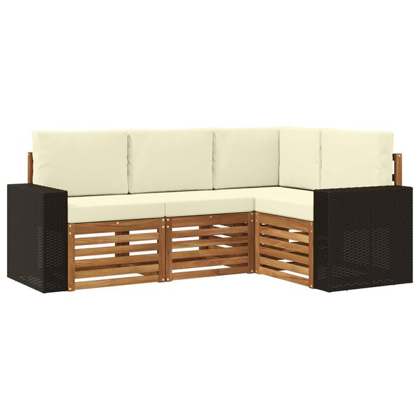 vidaXL Ensembles de canapés avec coussin 4 Pièces Bois d'Acacia Massif