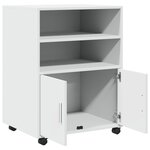 vidaXL Armoire à roulettes blanc 60x48x81 cm bois d’ingénierie