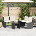 vidaXL Salon de jardin 4 Pièces avec coussins noir résine tressée