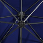 vidaXL Parasol déporté avec mât et lumières LED Bleu azur 300 cm