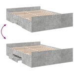 vidaXL Cadre de lit et tiroirs gris béton 120x200 cm bois d'ingénierie