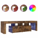 vidaXL Meuble TV avec lumières LED Chêne fumé 140x36 5x40 cm