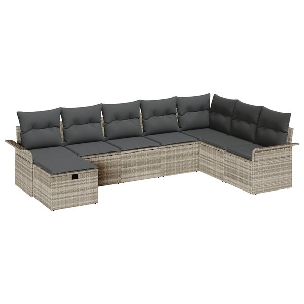 vidaXL Set de canapés de jardin 8 pièces avec coussins  en poly rotin léger