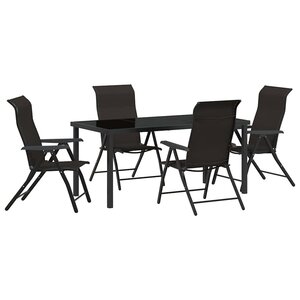 vidaXL Ensemble de salle à manger pour jardin 5 Pièces Noir café