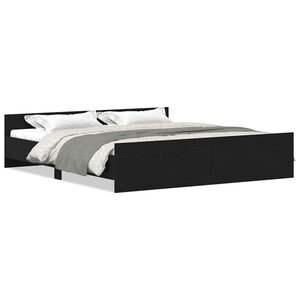 vidaXL Cadre de lit sans matelas Chêne noir 180 x 200 cm Bois d'ingénierie