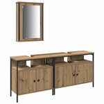 vidaXL Meubles de salle de bain 3 Pièces Marron Bois d'ingénierie