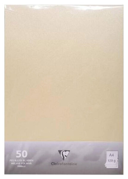 Clairefontaine 50 Feuilles Couleur Ivoire Irisé 120g Format A4 (lot de 2)
