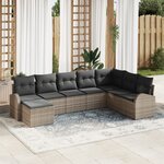 Canapé de Jardin 8 Pièces vidaXL avec Coussins Gris en Rattan