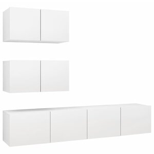 vidaXL Ensemble de meubles TV 4 Pièces Blanc Bois d'ingénierie