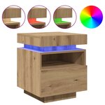 vidaXL Armoire de chevet et lumières LED chêne artisanal 40x39x48 5 cm
