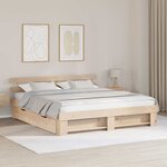 vidaXL Cadre de lit avec tiroir Marron 200 x 200 cm Bois massif en pin