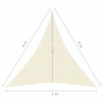 vidaXL Voile d'ombrage 160 g/m² Crème 3x4x4 m PEHD