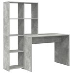 vidaXL Bureau Gris béton 138.5 x 55 x 143 cm Bois d'ingénierie