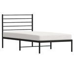 vidaXL Cadre de lit métal sans matelas avec tête de lit noir 90x190 cm