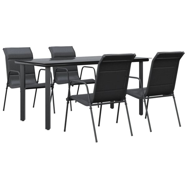 vidaXL Ensemble à manger de jardin 5 Pièces noir textilène et acier