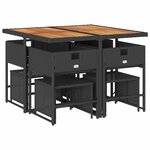 vidaXL Ensemble à manger de jardin 9Pièces coussins noir résine tressée