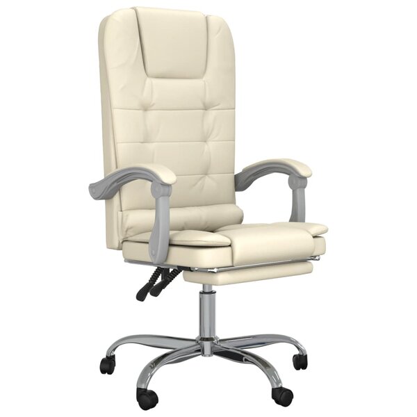 vidaXL Fauteuil de massage inclinable de bureau Crème Similicuir