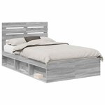 vidaXL Cadre de lit Gris Sonoma 120 x 190 cm Pin massif