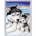 Numéro d'art - moyen format - doux bisous de husky - ravensburger - kit complet de peinture au numéro - des 7 ans