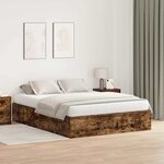 vidaXL Cadre de lit rangement Chêne fumé 160x200 cm