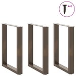 vidaXL Pieds de table à manger en U 3 pièces Acier naturel 70 x (72-73) cm Acier