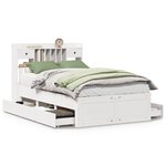 vidaXL Lit bibliothèque sans matelas blanc 135x190 cm bois pin massif