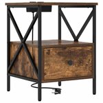 vidaXL Cabinet de chevet avec tiroir Chêne fumé 41 5 x 40 5 x 55 cm