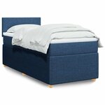 vidaXL Sommier à lattes de lit avec matelas Bleu 90x200 cm Tissu