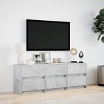 vidaXL Meuble TV avec LED gris béton 140x34x50 cm bois d'ingénierie
