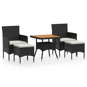 vidaXL Ensemble à manger de jardin 5 Pièces Résine tressée et acacia Noir