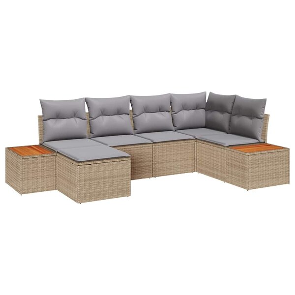 vidaXL Ensemble de canapé de jardin 6 Pièces Beige Poly rotin