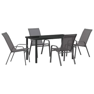 vidaXL Ensemble de salle à manger pour jardin 5 Pièces Gris et Noir
