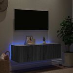 vidaXL Meuble TV mural avec lumières LED sonoma gris 100x35x31 cm