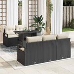 vidaXL Ensemble de canapé de jardin avec coussin 6 Pièces Noir et crème
