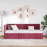 vidaXL Cadre de lit d'angle Bordeaux 80 cm x 200 cm Velours