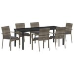 vidaXL Ensemble de salle à manger jardin 7 pièces avec coussins Gris Poly Rattan