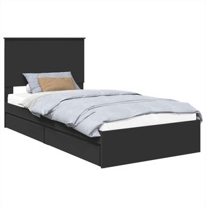 vidaXL Lit de Rangement Noir 100 x 200 cm Bois d'ingénierie