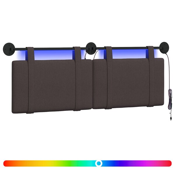vidaXL Tête de lit suspendue Marron foncé Tissu