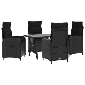 vidaXL Ensemble de repas extérieur 5 Pièces Noir polyrotin