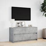 vidaXL Meuble TV avec LED gris béton 100x34x50 cm bois d'ingénierie