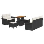 vidaXL Ensemble de canapé de jardin avec coussin 8 Pièces Noir et Crème