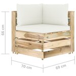 vidaXL Canapé d'angle sectionnel avec coussins Bois imprégné de vert