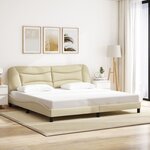 vidaXL Cadre de lit avec lumières LED crème 200x200 cm tissu