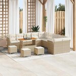 vidaXL Ensemble de canapé de jardin 14 Pièces Beige polyrotin