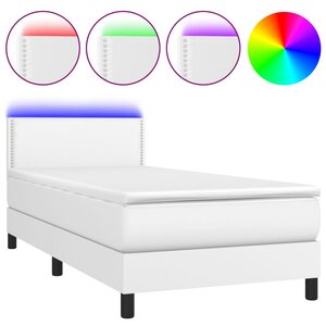 vidaXL Sommier à lattes de lit avec matelas et LED Blanc 100x200 cm
