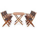 vidaXL Mobilier à dîner de jardin 7 Pièces Bois d'eucalyptus et textilène