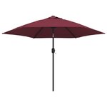 vidaXL Parasol de jardin avec lumières LED mât en acier rouge bordeaux